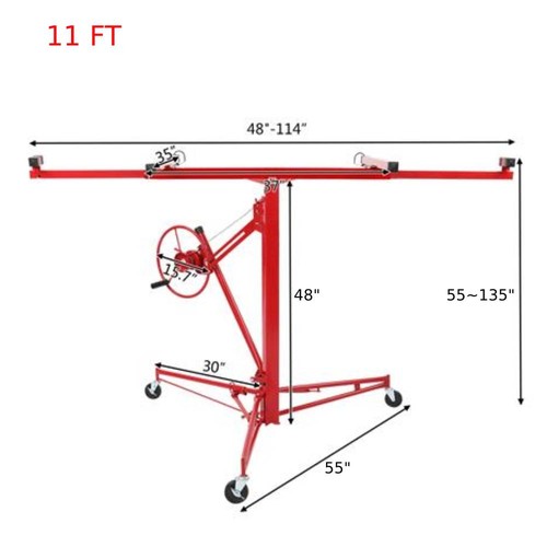 11 Fuß Trockenbau Heber Panel Hebezeug Jack Rollrolle Bau abschließbar 150 Pfund - Bild 3 von 12