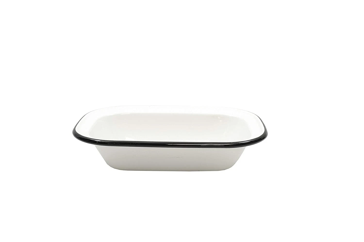 80014 Enamelware Collection Serving Pan, Solid White with Black Rim, Porcelain o
