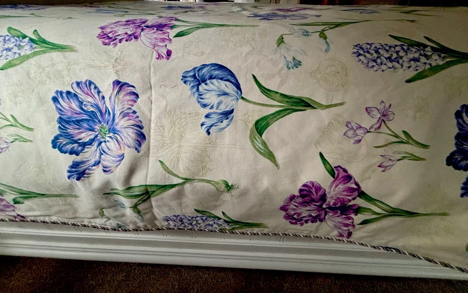 Vtg Eastern Accents Original Design 5 Piece Bed Set Purple Floral Cottage Core - Image 4 of 4