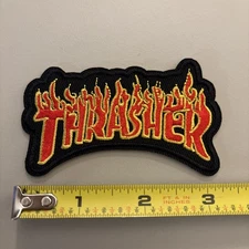 Thrasher Flames (Embroidered Iron on patch) Skateboard / X Games