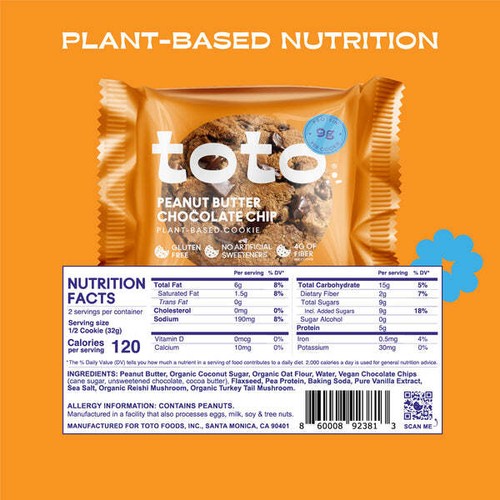 Toto Foods Peanut Butter Chocolate Chip Cookies 2.25 oz (Pack Of 10) - Bild 4 von 4
