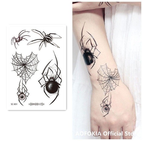 Temporary 3D Spider Tattoos - Waterproof Halloween Sticker Body Art Tattoos 1pc - Picture 20 of 24