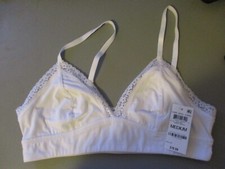 Jenni Lace Trim Bralette Womens Sz M On Repeat White Wireless Cotton Stretch