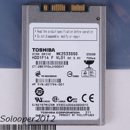 Free Ship TOSHIBA 250 GB HDD 1.8" 5400 RPM MK2533GSG micro-SATA Hard Disk Drive