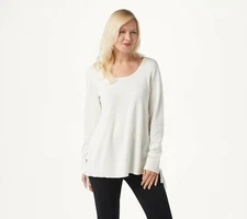 H by Halston Boyfriend Sweater w Whipstitch Detail - More Colors a368023 --