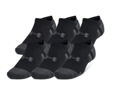 Under Armour 1386243 UA Men's Performance Tech No Show 6-Pack Black Socks NEW
