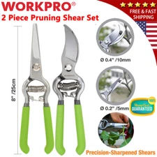 WORKPRO 2PC 8" Pruning Shear Cutting Grafting Scissors Garden Scissor Cutter Set
