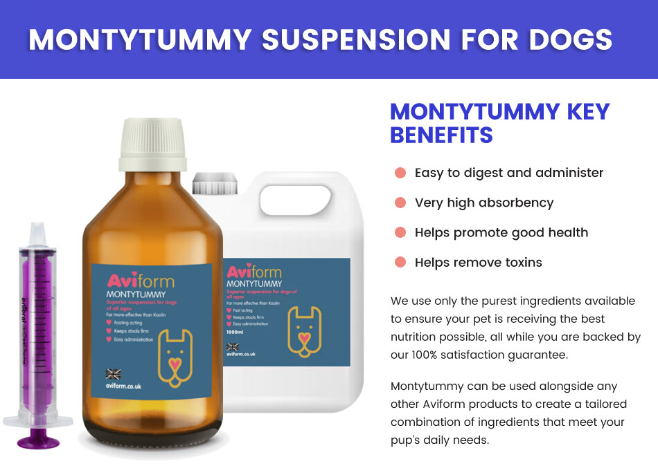 Aviform MONTYTUMMY Suspension for Dogs Gut binder for loose dog stool