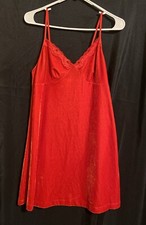 Vintage Secret Treasures Sleepwear Red Velvet Babydoll Night Gown Size M Lace
