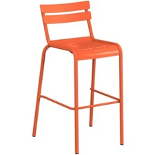 10 PACK Orange Powder Coated Aluminum Restaurant Barstool Chair For Outdoor