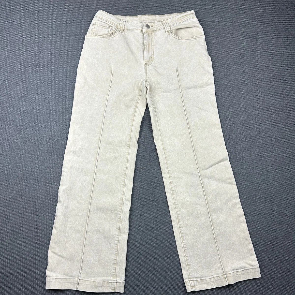 Soft Surroundings Jeans Size Petite X Small Cream Wide Leg Denim Pants