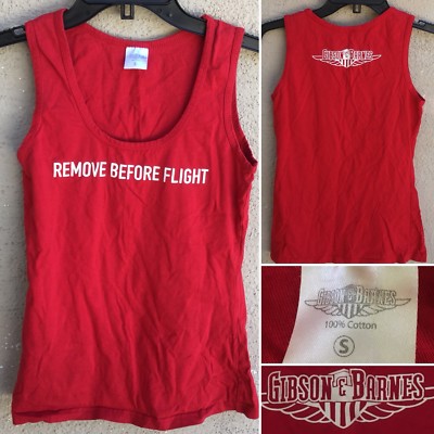Gibson & Barnes Remove Before Flight Tank Top Size S Flying Flight Airplane