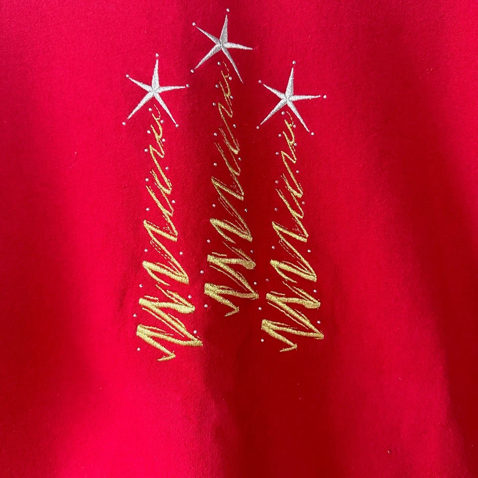 Moletom M & C Sportswear Feminino M Ouro Vermelho Bordado Árvores de Natal Antigo - Imagem 3 de 4