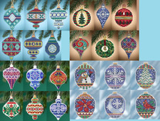 Mill Hill CHRISTMAS JEWELS, BEADED HOLIDAY Charmed Ornaments Cross Stitch Kits