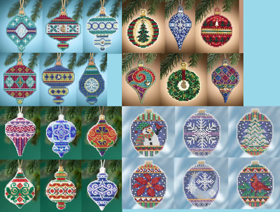 Mill Hill CHRISTMAS JEWELS, BEADED HOLIDAY Charmed Ornaments Cross Stitch Kits 