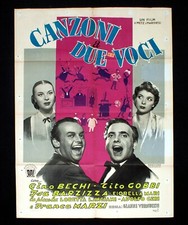 CANZONI A DUE VOCI manifesto poster Tito Gobbi Gino Bechi Barzizza Musical E6