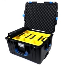 Black  Blue Pelican 1607 Air case - Comes with yellow dividers  wheels.