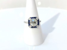 1.30Ct White Round Cut CZ Bezel Set Art Deco Style Engagement Ring In 925 Silver