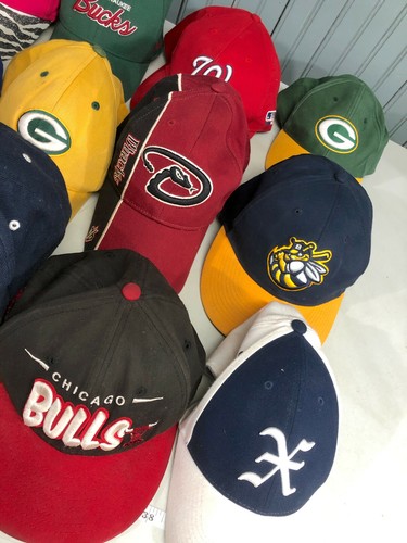 Bulk Lot 15 YOUTH Assorted Pro & Amateur Sports Baseball Cap Hats Cubs Packers - Picture 4 of 11