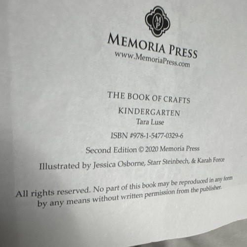 Memoria Press The Book Of Crafts Kindergarten 2nd Edition 2020 Homeschool - Picture 2 of 2