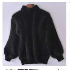 Lady Winter Angora Cashmere Blend Loose Warm Sweater Fluffy Fuzzy Plush Jumper
