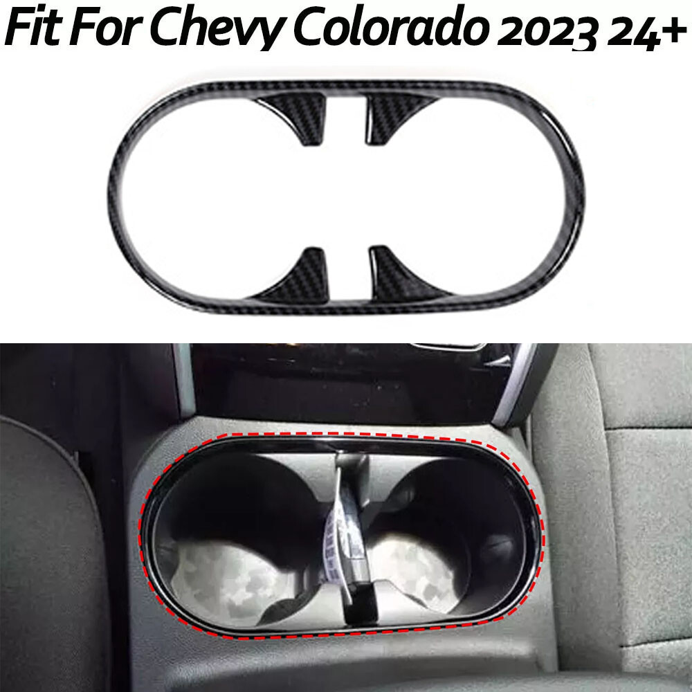 Carbon Fiber Front Console Cup Holder Trim Cover For Chevrolet Colorado 2023 24+