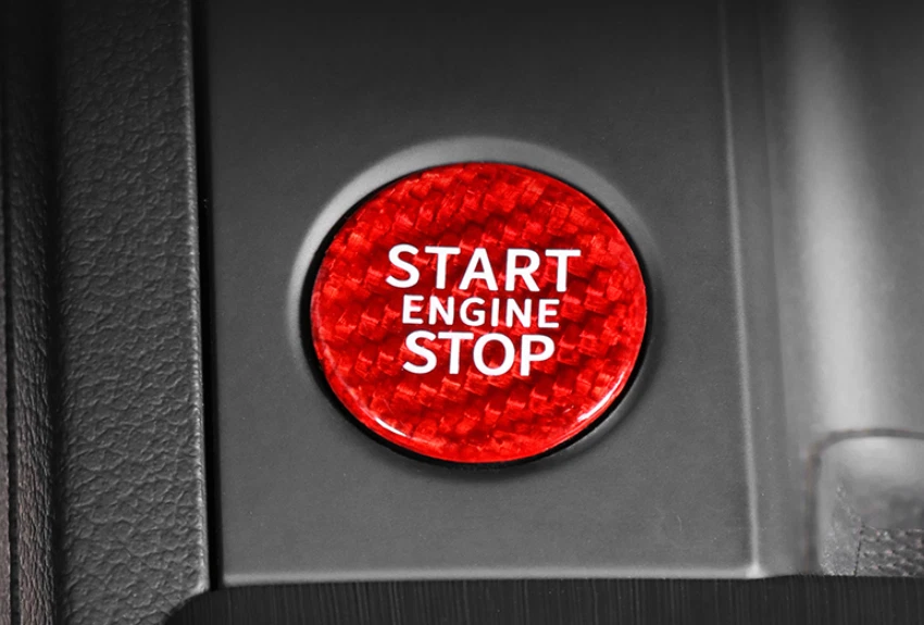 Cubierta de cuadro de arranque con un solo clic para Audi A6 A7 19-2024 vinilo rojo fibra de carbono Foto 4 de 4