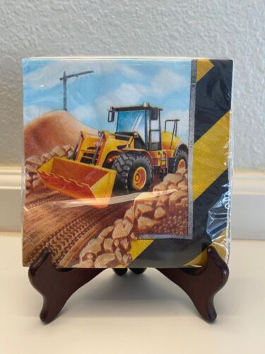 Big Dig Construction Beverage Napkins Paper 16 ct Kids Birthday Party Tableware