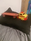 Vintage 1950's Marx Tin Toy Semi Truck  & Flatbed