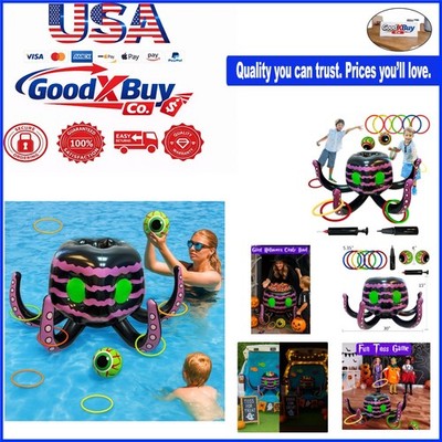 Halloween Inflatable Octopus Toy 4-in-1 Ring Toss Candy Cooler Pool Game for ...