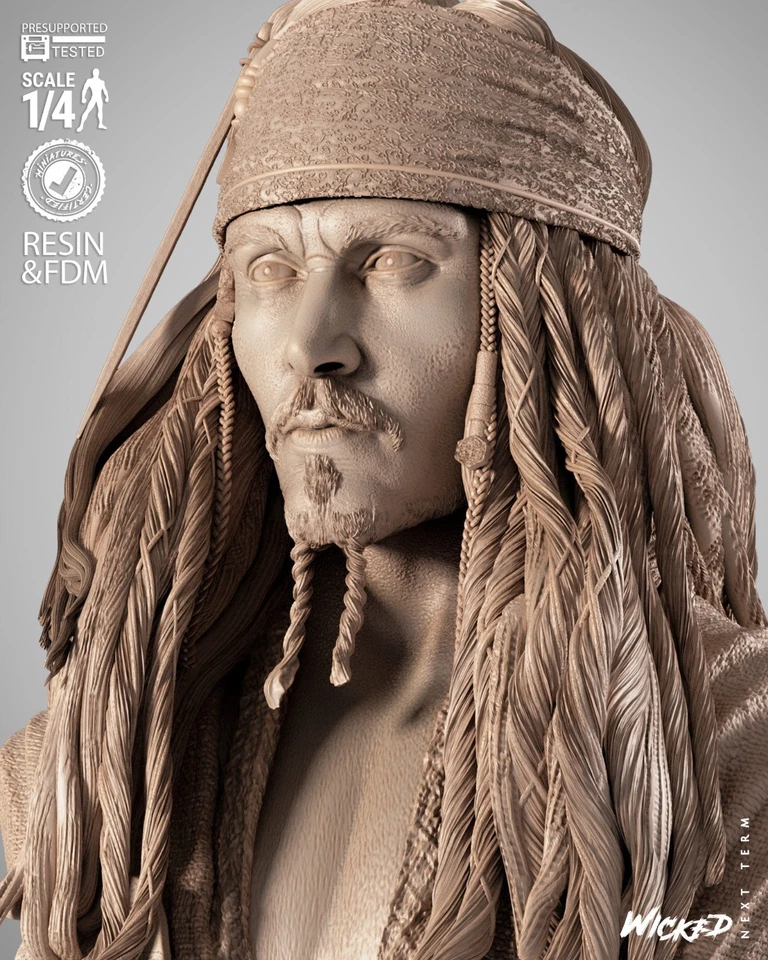 Busto retrato Jack Sparrow impreso en 3D Fan Art de Wicked Foto 3 de 4