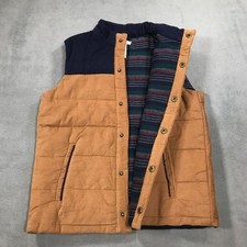 Tommy Bahama Youth Vest Boys Size L 10/12 Brown Insulated Snap Button Preppy