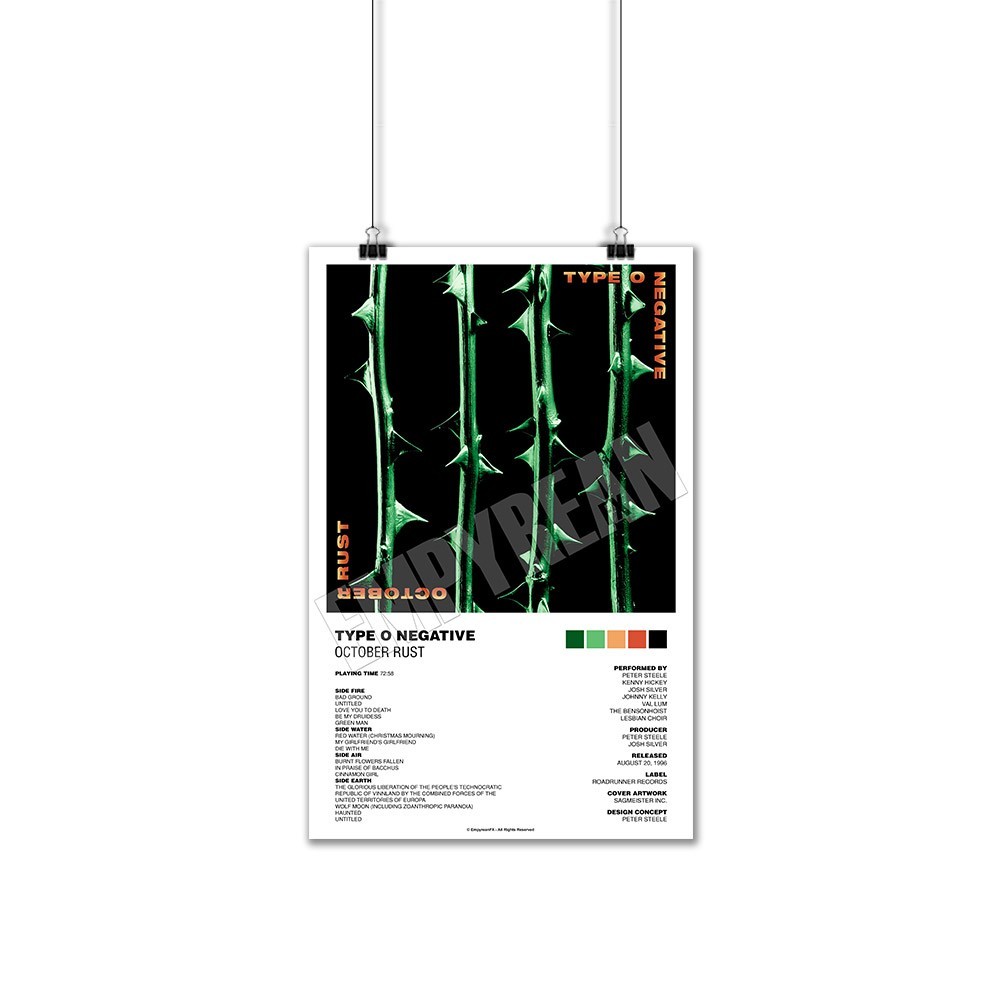 Type O Negative October Rust 1996 Vinyl Record LP Album Poster Art Type O Negative October Rust 1996 Vinyl Record LP Album Poster Art