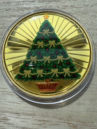 MONETA SMALTATA ALBERO DI NATALE ROTONDO ARGENTO 1 OZ .999 - Foto 13 di 20
