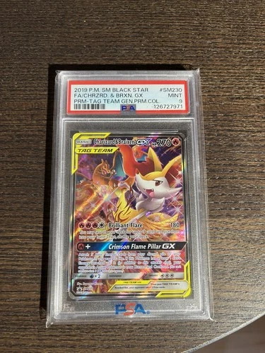 Pokémon Charizard & Braixen GX SM Black Star Promo SM230 TAG TEAM Holo PSA 9