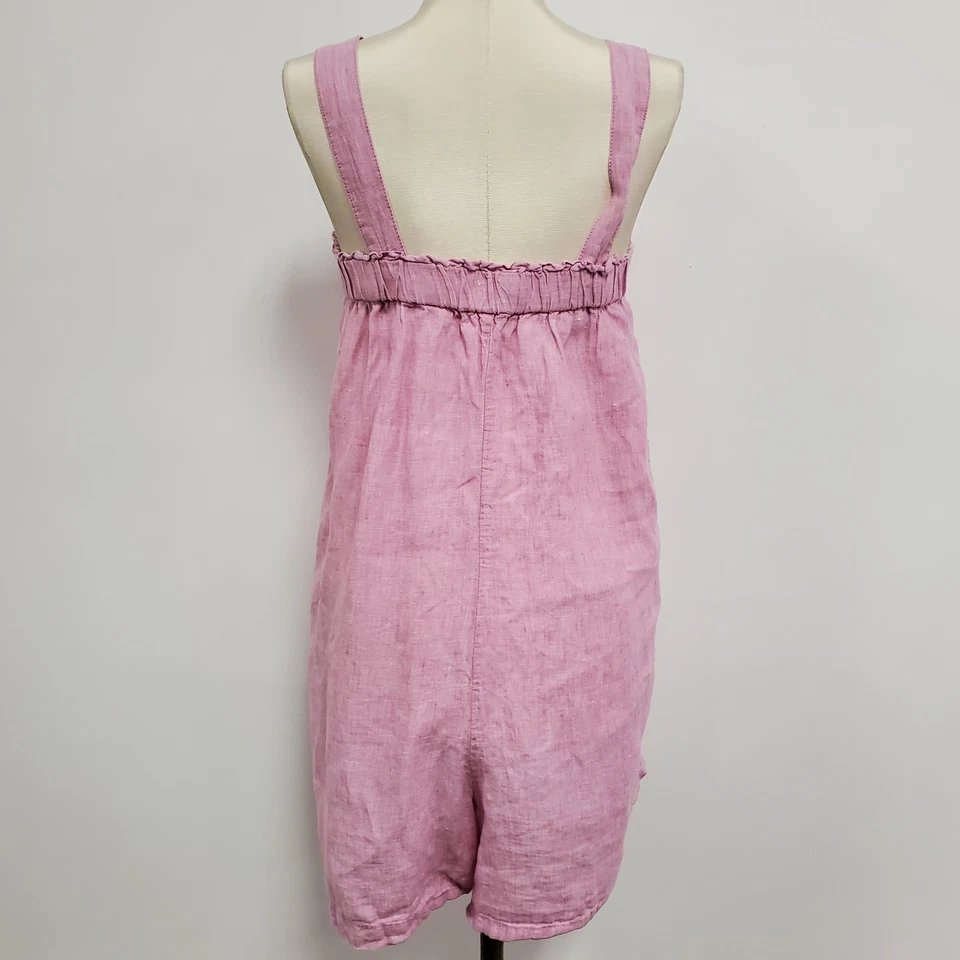 Mameluco de lino de gran tamaño J Crew para mujer talla M rosa playa viaje costero vacaciones Foto 3 de 4