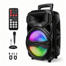 8'' 1000W Portable Bluetooth Speaker Subwoofer System Party W/ Rmote Mic FM USB