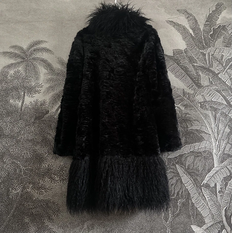 Biba Black Afghan Coat NEW TAGS£199 Penny Lane Long Faux Fur Hippy Boho Goth 10 - Image 3 of 4