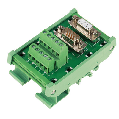 DB9-MG6 DIN Rail Mount Interface Module Male / Female Connector Breakout Board 