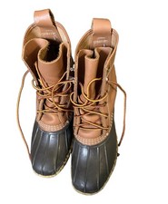 L.L.Bean Men's Duck Boots US 6 M Brown Leather/Black Rubber Lace-Up Ankle