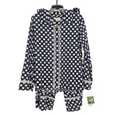 Kate Spade New York Dream A Little Dream Apple Pajama Set M Navy Lace Inset NWT