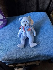 Ty Beanie Baby America the Bear 9/11 Memorial Blue Retired Plush