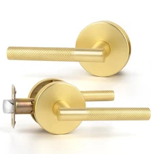 2Pack HOSOM Passage Door Lever Brushed Gold Door Handle