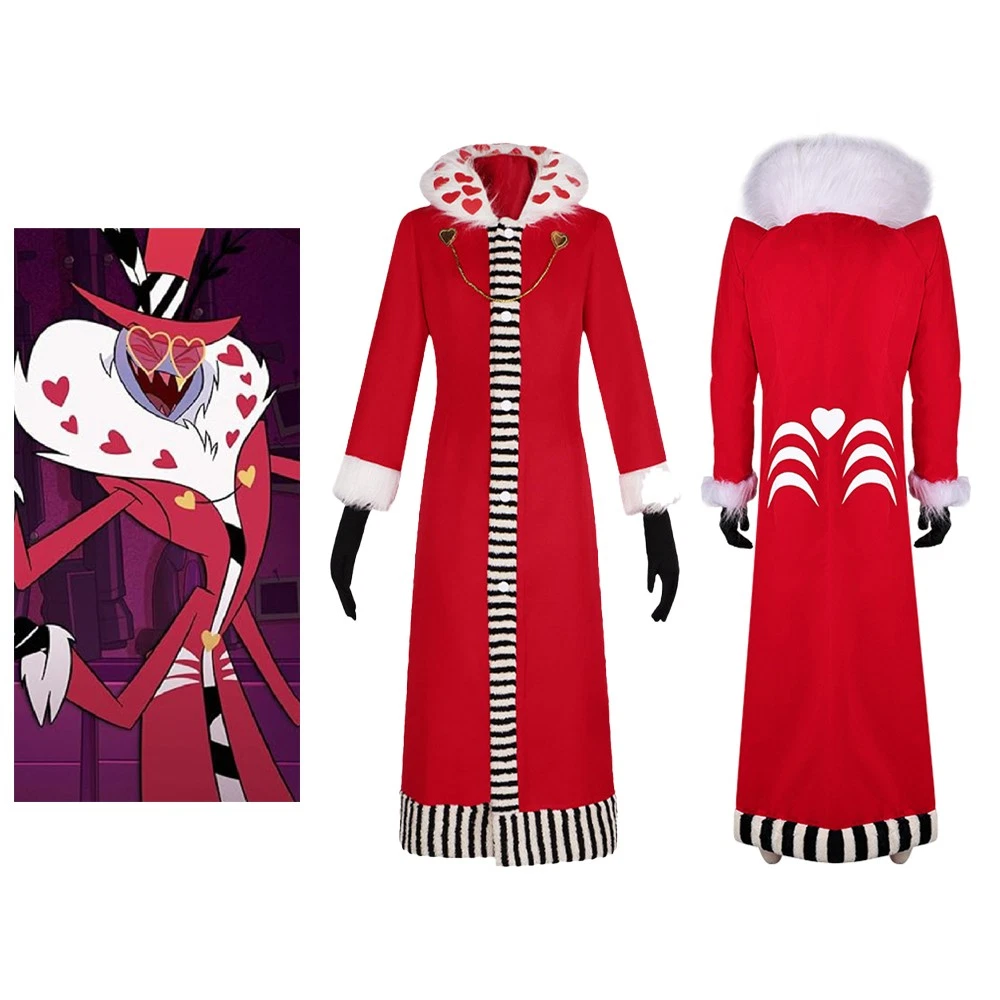 Cappotto lungo Hazbin Hotel Valentino Cosplay Joel Perez abito cappello frangivento di Halloween