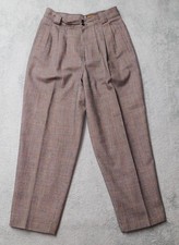 VTG Georgio Sant Angelo Collectible Gold Pants Womens 12 100 Wool Plaid Trouser