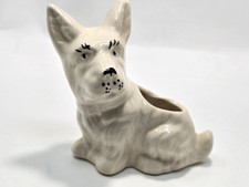 Vintage Scottie Scottish Terrier Dog - Ceramic Planter - White Black Face a