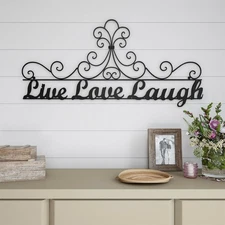 Live Laugh Love Metal Cutout Sign 3D Look Wall Hanging Decor 35 Inch Long