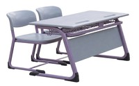 Moderne Schulbank Mit Zwei StüHlen Und Ablage In Grau Violett Design