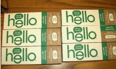 6x 2/27 Hello Naturally Whitening Farm Mint With Tea Tree + Coconut Fluoride Too