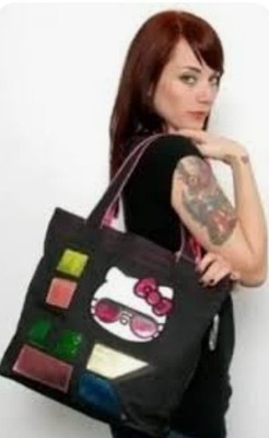 Loungefly x Hello Kitty 90's Rock Canvas Tote Bag Sanrio Black Vintage NWT